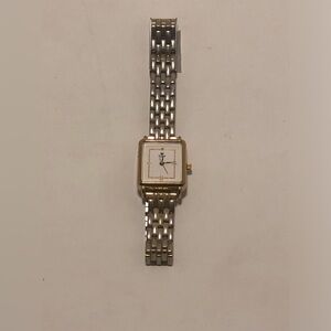 Acqua Quartz Gold Tone and White Square Face Watch